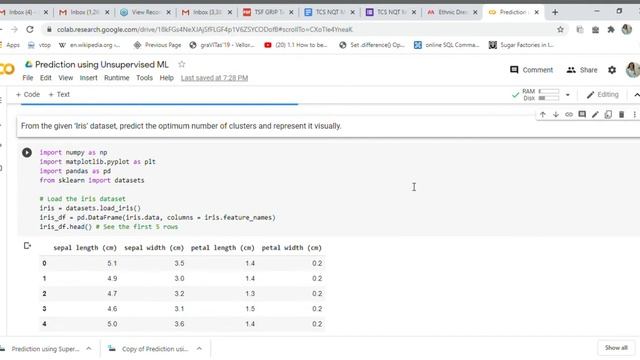 Prediction using Unsupervised ML (Google Colaboratory) смотреть онлайн