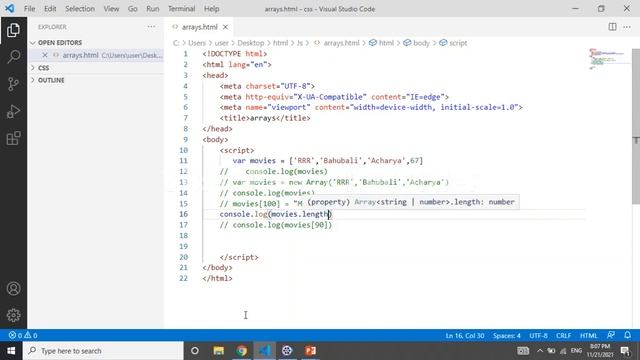 Arrays in JavaScript | JavaScript arrays | Arrays in JavaScript Telugu | JavaScript for beginners смотреть онлайн