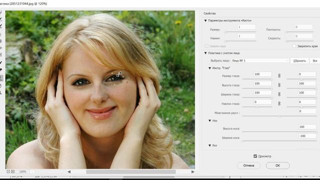 Фотошоп. Photoshop. Коррекция лица. Инструмент Пластика | ?