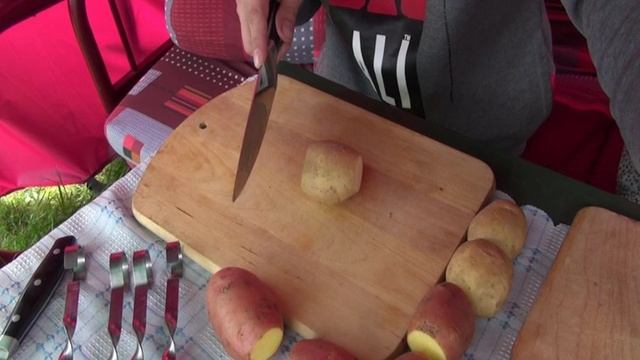 Шашлык из картофеля с салом