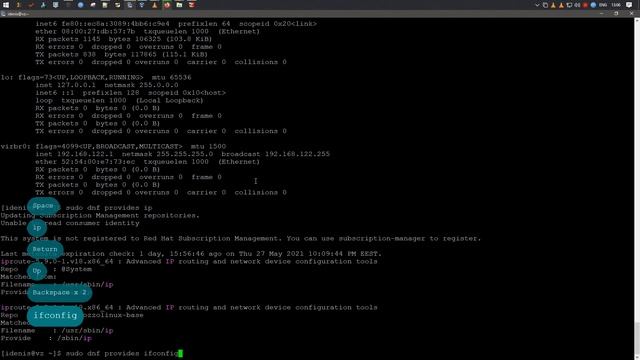 Получение информации о сетевых интерфейсах [ ip, ifconfig ] | Virtuozzo Linux 8.3 смотреть онлайн