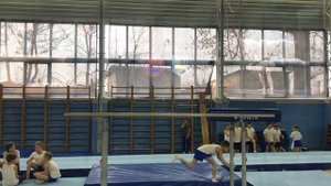 Спортивная гимнастика .Гимнасты 8-10 лет. Тренировка на брусьях и коне.