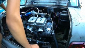 Инвалидка с двигателем от юпитера:Первый запуск