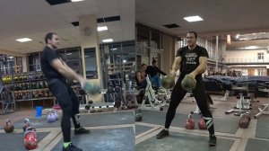 Длинный цикл гирями по 36 кг Иван Денисов
