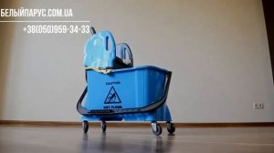 Тележка одноведерная на колесах для уборки помещений пластиковая маленькая