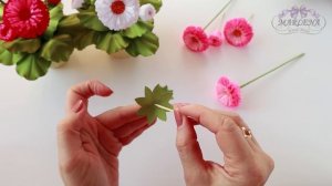 Интерьерные цветы ? Маргаритки из лент МК/DIY Ribbon Flowers