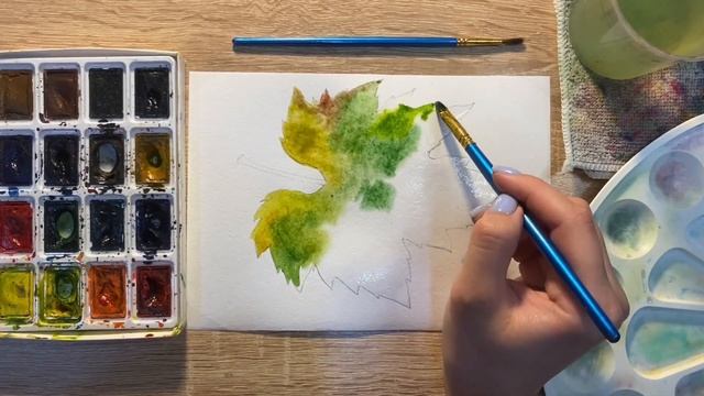 Как нарисовать лист винограда карандашом и акварелью начинающим | Рисунок для детей смотреть онлайн