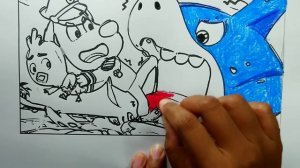 Leave us Alone, Big Sharp Sharky! Sheriff Labrador coloring story