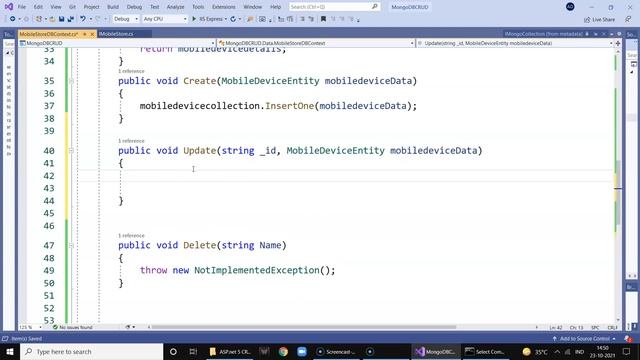Asp.net Core MVC with MongoDB Database Tutorial
