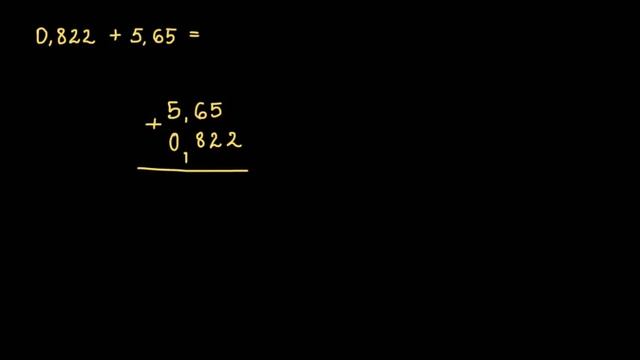 Събиране на десетични дроби: 0,822+5,65