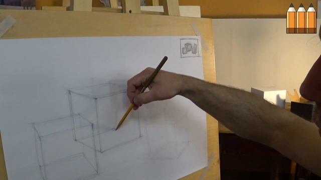 Часть 1.  ОСНОВЫ ЛИНЕЙНО-КОНСТРУКТИВНОГО РИСУНКА.     Построение куба и призм.