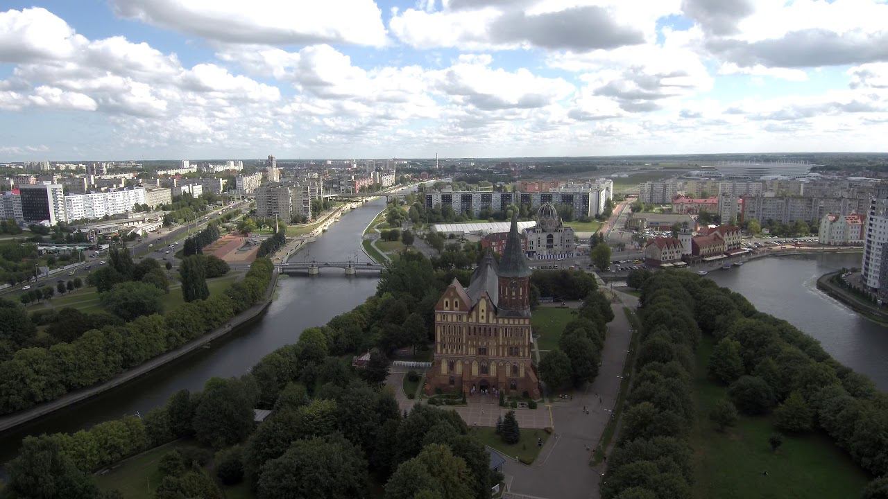 Кафедральный собор Калининграда, Остров Кнайпхоф, Аэросъемка смотреть онлайн