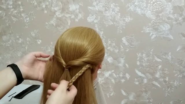Модная прическа в школу для девочек. Сердечко из волос. Прическа на длинные волосы пошагово.