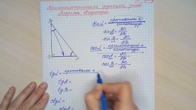 Тригонометрические функции. Теорема Пифагора.