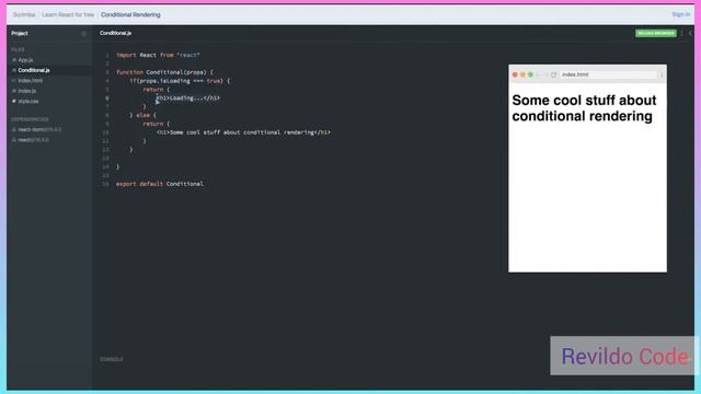 Conditional Rendering in React | React JS  Course for Beginners | React JS Tutorial | #revildo_code