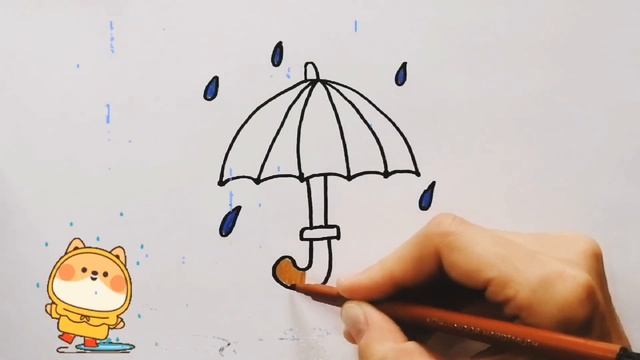 Как нарисовать ЗОНТИК / Простой рисунок-раскраска зонт / How to draw an UMBRELLA смотреть онлайн