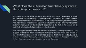 Automated fuel delivery system at the enterprise. Fuel delivery to drivers using RFID cards.