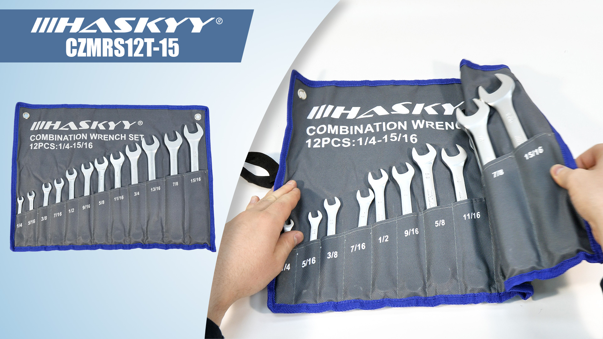 Распаковка набора дюймовых комбинированных ключей CZMRS12T-15 | HASKYY