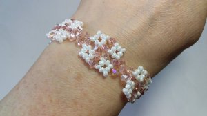 Бисероплетение.  Украшение из бисера. Браслет из бисера и бусин. Мастер класс. Пошаговый МК .