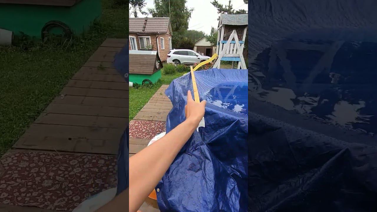 В помойку стандартный тент для бассейна. чем накрыть бассейн. #своядача смотреть онлайн