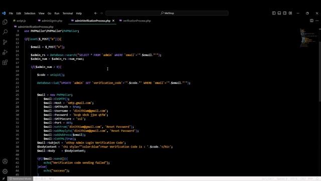 Web Project Task 40 |  Program the admin sign in process including the verification code