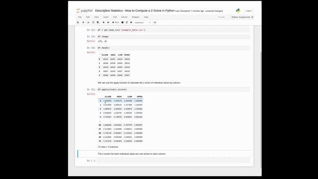 How to compute a Z-SCORE - Python micro video statistics