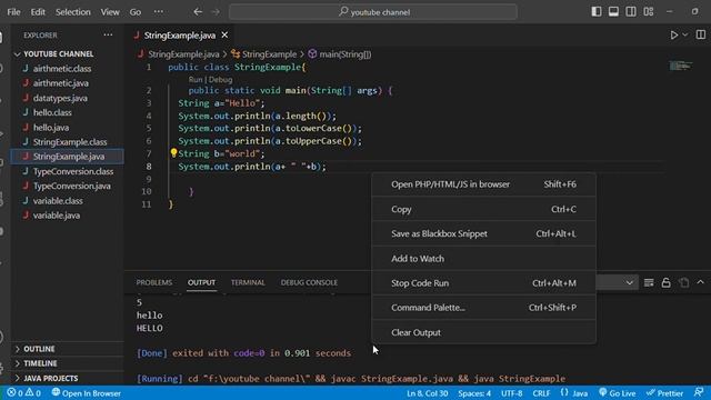 String and its function in java.