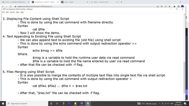 Bash Scripting - File Tasks File Create, Display, Text Appending, Files Merge | Shell Script | Linu