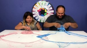 3 COLORS OF GLUE SLIME CHALLENGE CHALLENGE MYSTERY WHEEL OF SLIME EDITION WITH MY DAD