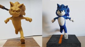 Скульптура  Соник  кино\ слепил из скульптурного пластилина