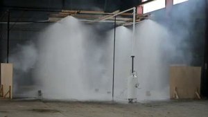 Испытание пожаротушения тонкораспыленной водой 'ТРВ Гарант 160' с трубной разводкой