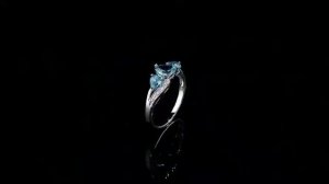 Blue Topaz Heart Ring with Diamonds 1.25 Carat (ctw) in 10K White Gold | MyJewelryBox