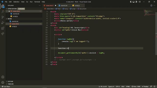 12. Using Mouse Events in JavaScript | JavaScript Tutorial for Beginners | Web Development | Lect 1