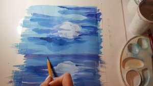 Рисуем пейзаж гуашью  | сакура гуашью