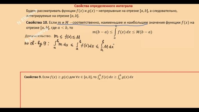Свойства определенного интеграла (продолжение) ЧАСТЬ2
