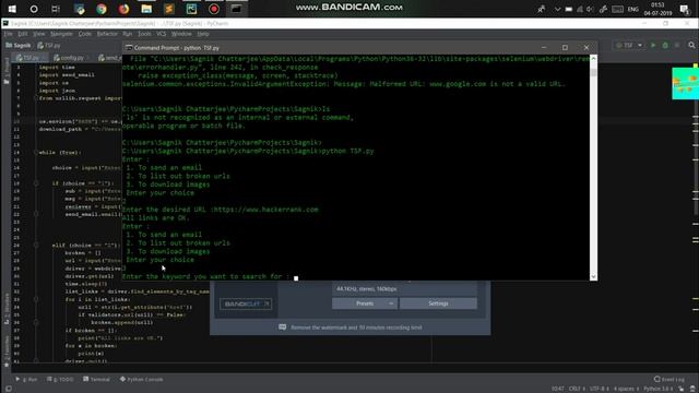 Python script for Sending Email | Download google images | Finding broken urls | Using Selenium