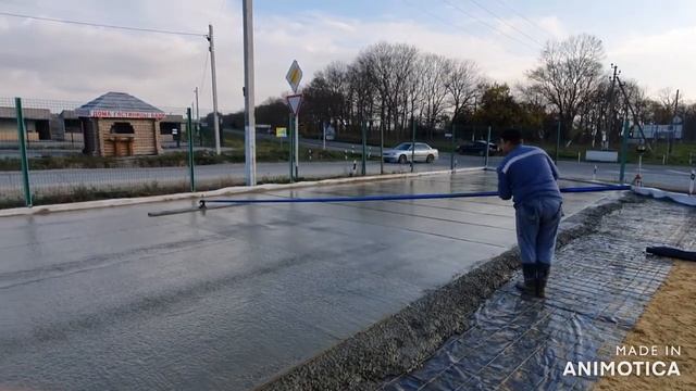 Стяжка бетона по жидким маякам направляющим бетонные промышленные полы