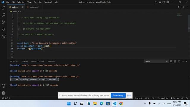 javascript split method