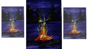 Как нарисовать костер. Рисуем зимнюю сказку. Рисуем зимний пейзаж. Правополушарное рисование