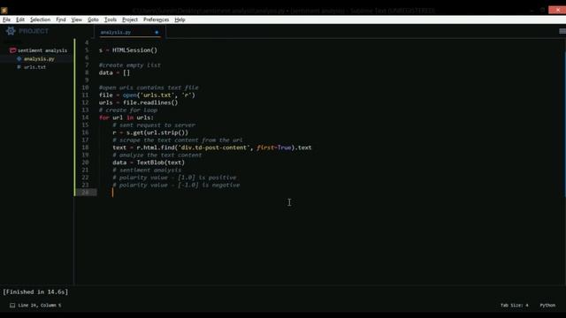 Sentiment Analysis using python textblob | Textual Analysis
