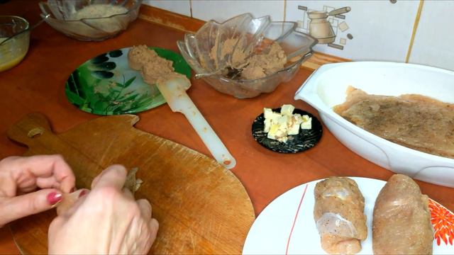 Куриные трубочки с печенью! В пикантной панировке !