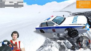 ПОЛИЦЕЙСКАЯ ПОГОНЯ ЗИМОЙ - ГОЛОЛЕД и ПОЛИЦЕЙСКАЯ ПОГОНЯ в BEAMNG DRIVE + РУЛЬ