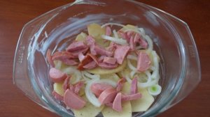 Запеканка с колбаской и сыром