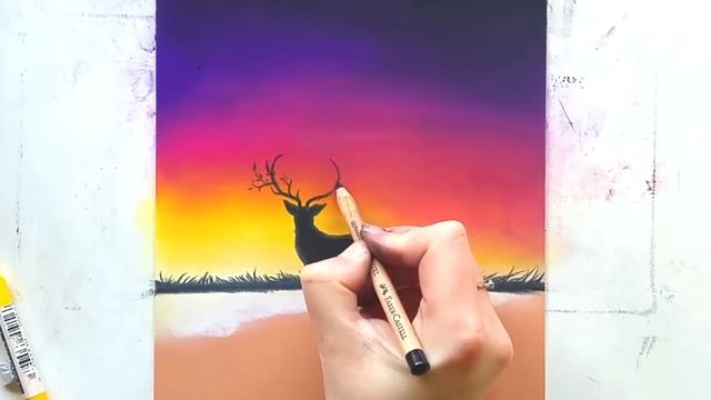 Purple night sky pastel drawing | Leontine van vliet смотреть онлайн