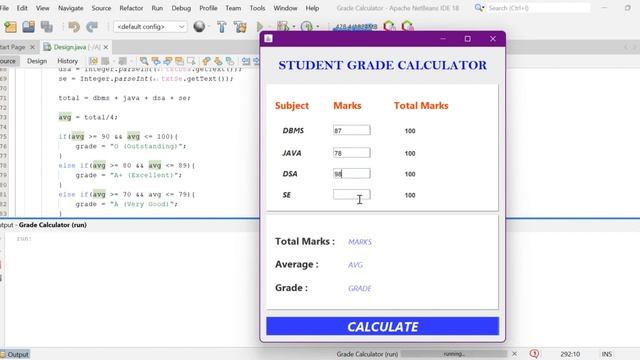 Creating a Student Grade Calculator with Java AWT and Swing | Apache NetBeans IDE Project