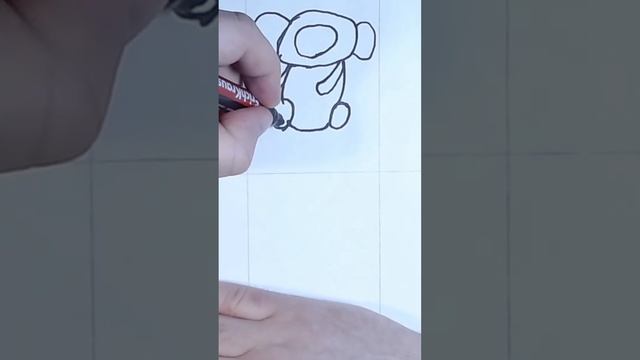 We draw a Cheburashka, how to draw a Cheburashka step by step easily with a marker, #Shorts