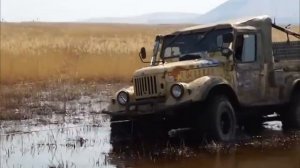 Механическая лебедка ГАЗ-69 и якорь  в действии