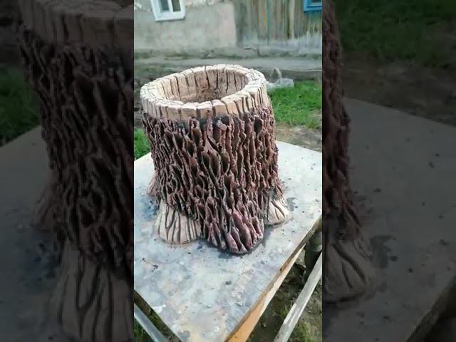 цветочник  в  виде  пня.  работа  мастера  Виктора. #сказочнаямастерскаяколесникова