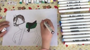 Детский рисунок Лошадка/ Лошадь фломастерами/ Урок рисования