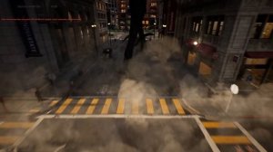 Giantess Demon girl walking through the city of matrix